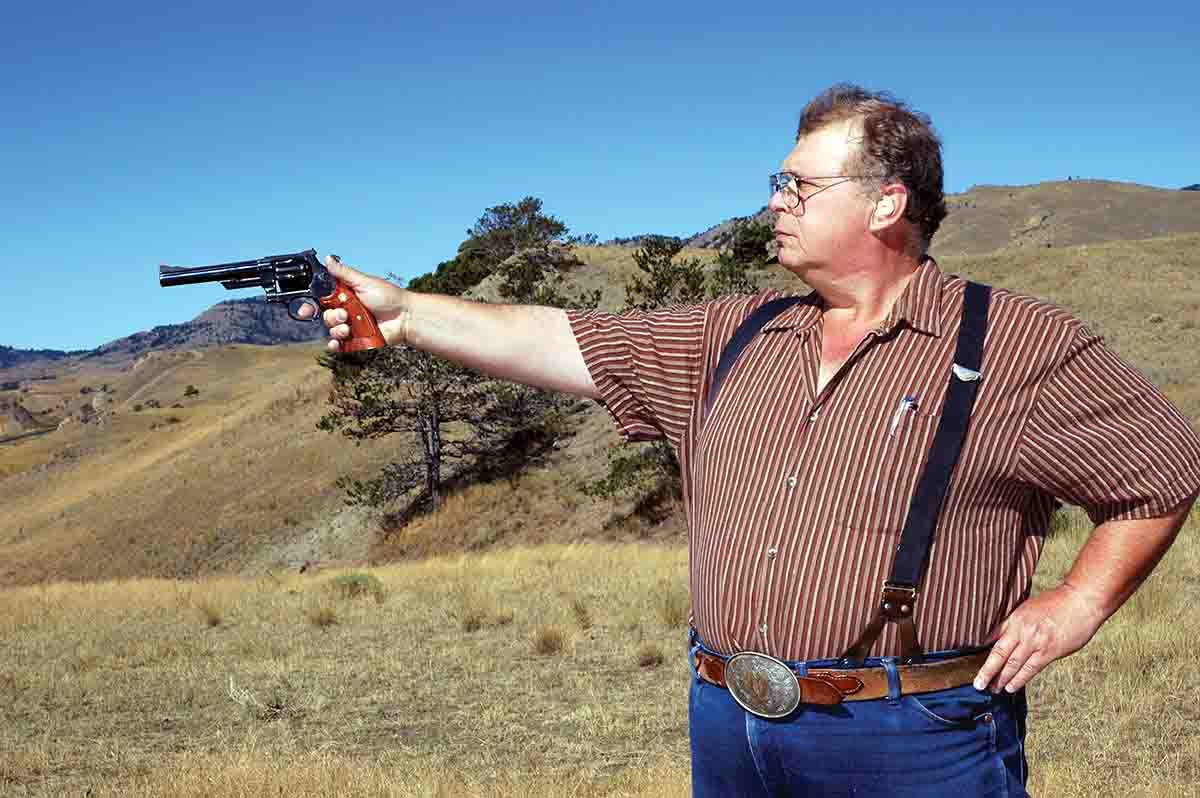 Mike enjoys shooting the .45 Auto-Rim in a Smith & Wesson Model 25, also known as the Model 1955.